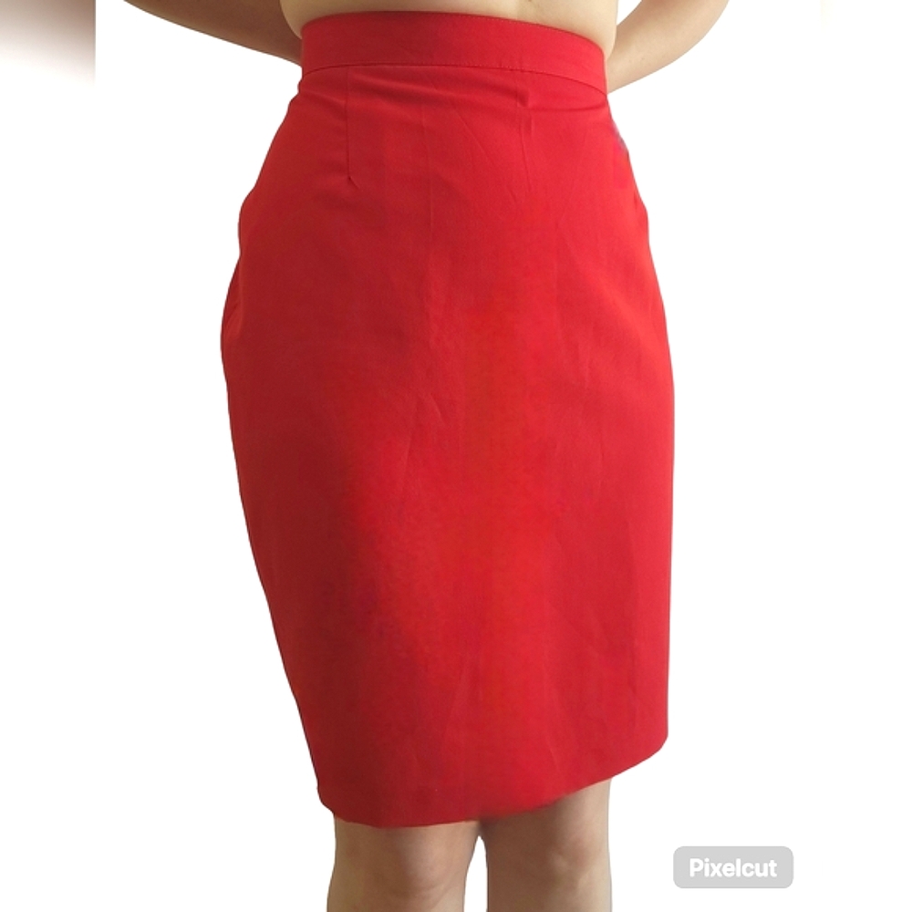 Vintage Max Dinè Made in Italy Red Pencil Skirt – Classic Silhouette, Size 12